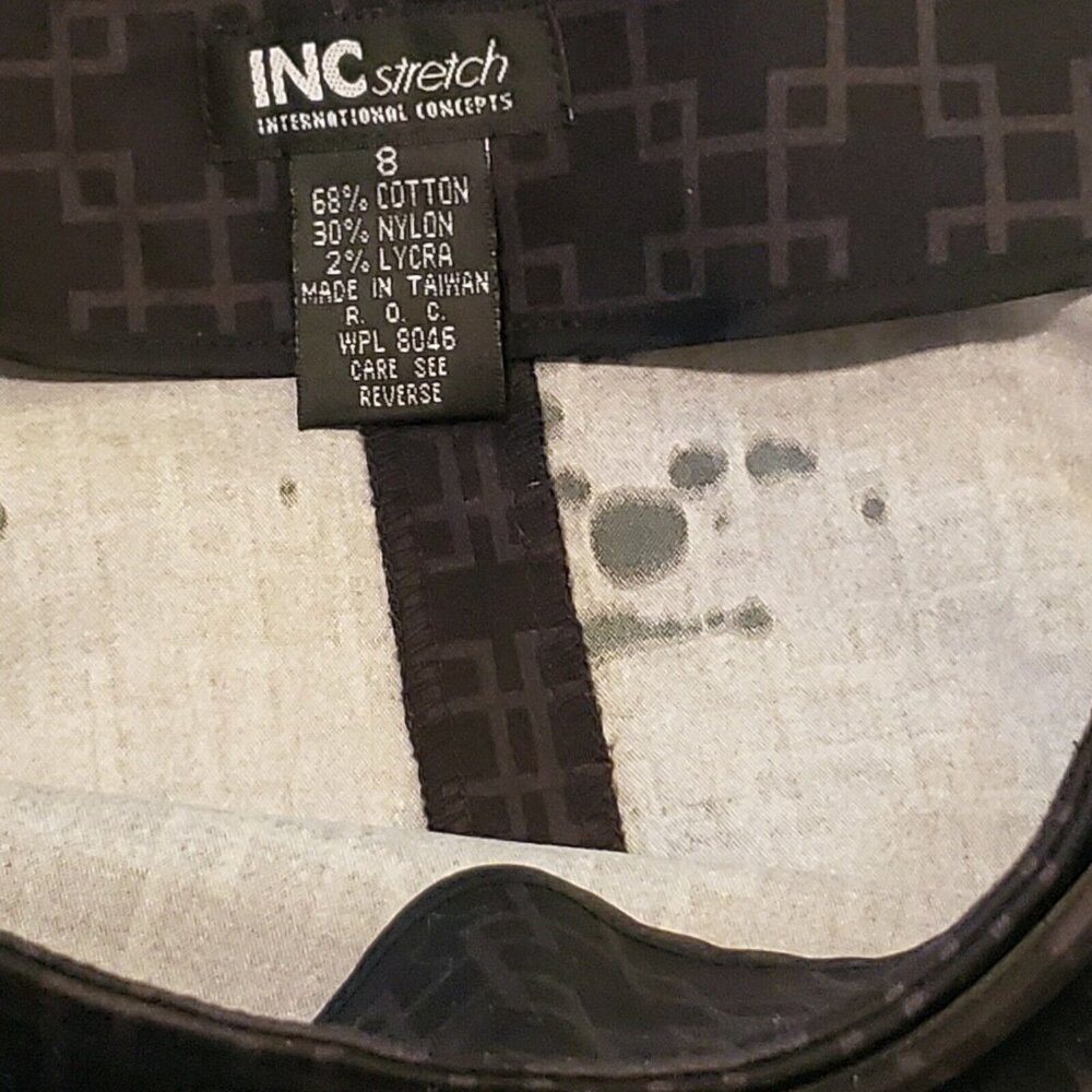 Inc Stretch International Concepts Skirt Black Geometric Pattern Sz 8 NWT - Picture 7 of 7